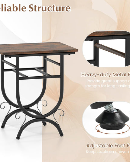 Giantex 21 Inch Tall End Table with Carved Metal Frame