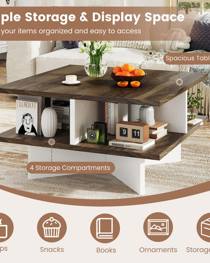 Giantex Square Coffee Table with Storage for Living Room