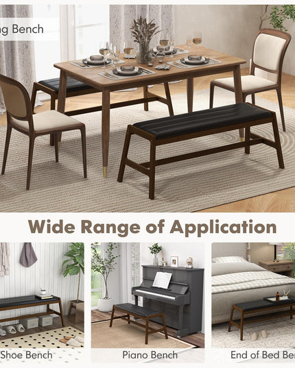 Giantex Upholstered Wood Dining Bench, 50" Entryway Bench w/Padded Seat & Solid Rubber Wood Frame