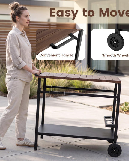 Giantex Outdoor Grill Cart with Stainless Steel Top & Storage Shelf