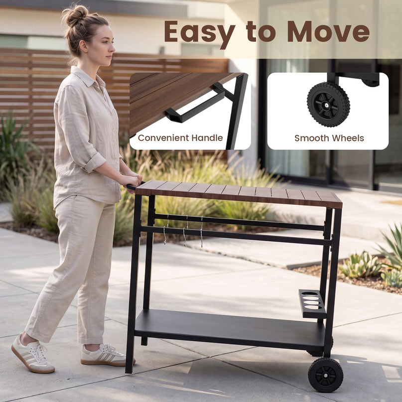 Giantex Outdoor Grill Cart with Stainless Steel Top & Storage Shelf