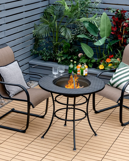 Giantex Fire Pit for Outside 32 Inch, 4-In-1 Multifunctional Dining Table for Camping,Metal Round Small Outdoor Fire Pits