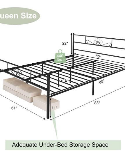 Mattress Foundation w/Heavy Duty Steel Slat Support, No Box Spring Needed
