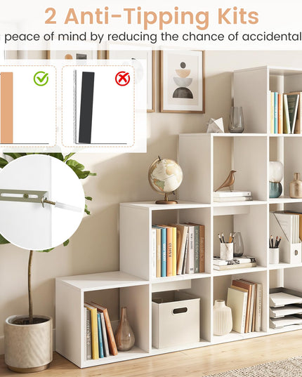 Giantex 51" Wooden 10-Cube Stepped Bookcase for Living Room