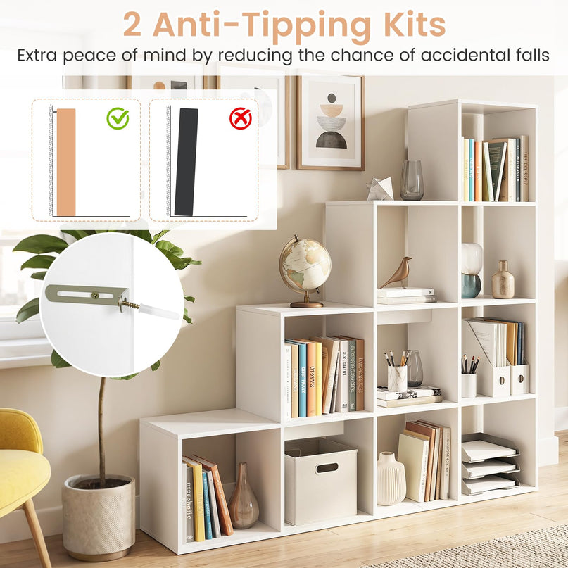 Giantex 51" Wooden 10-Cube Stepped Bookcase for Living Room