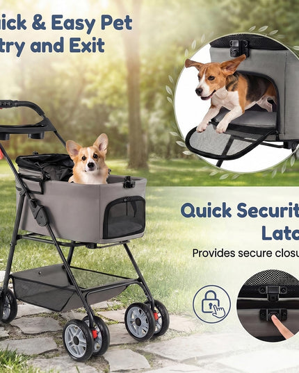 Giantex 3-in-1 Pet Stroller with Detachable Carrier for Small & Medium Pets