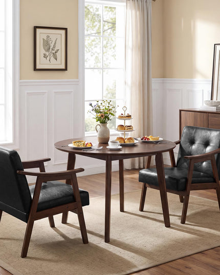 Faux Leather Accent Chair with Inclined Backrest (1/2)