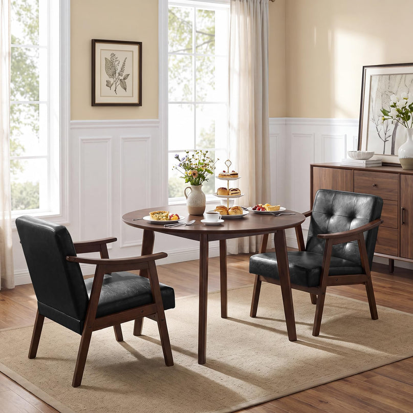 Faux Leather Accent Chair with Inclined Backrest (1/2)