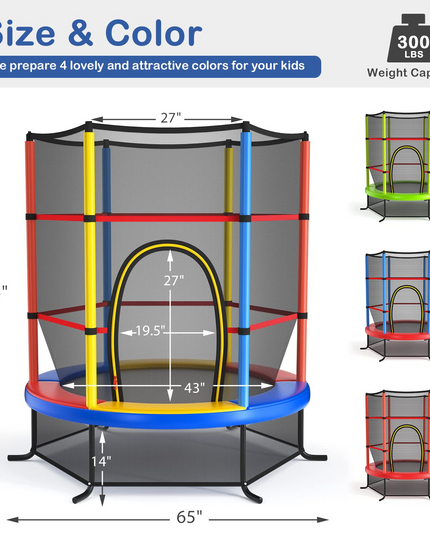 55" Kids Trampoline with Safety Enclosure Net - Giantex