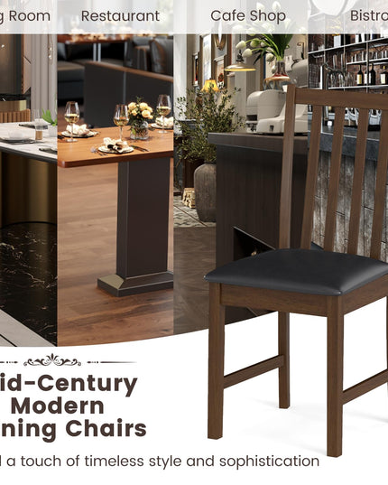 Giantex Wooden Dining Chairs Set of 2/4 Faux Leather Upholstered Kitchen Chair