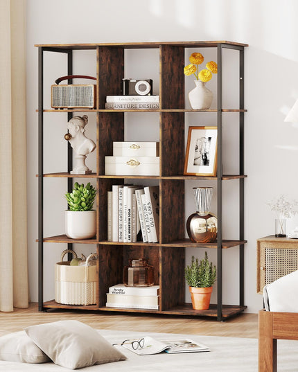 Giantex 12 Cube Bookcase 5 Tier Industrial Bookshelf
