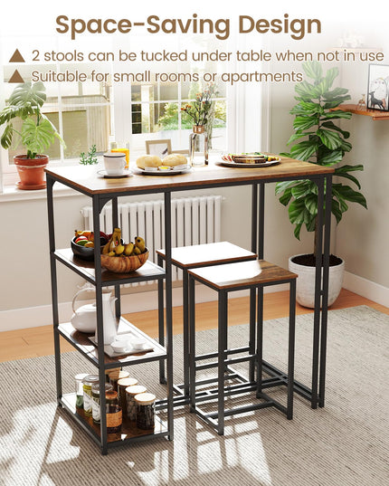 Giantex 3-Piece Dining Table Set for 2 for Small Place Apartment Living Room High Top Breakfast Nook Restaurant