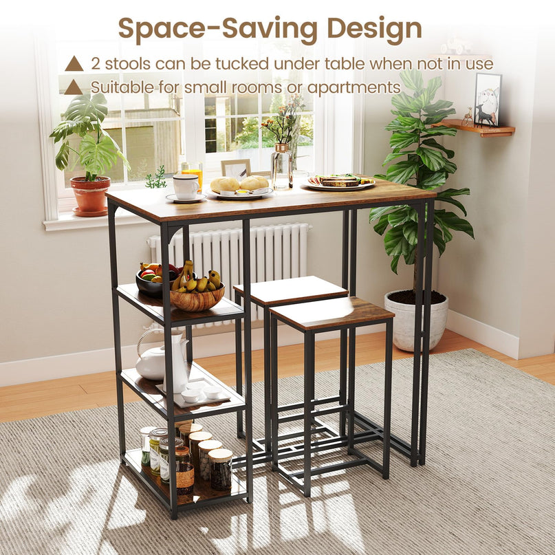 Giantex 3-Piece Dining Table Set for 2 for Small Place Apartment Living Room High Top Breakfast Nook Restaurant