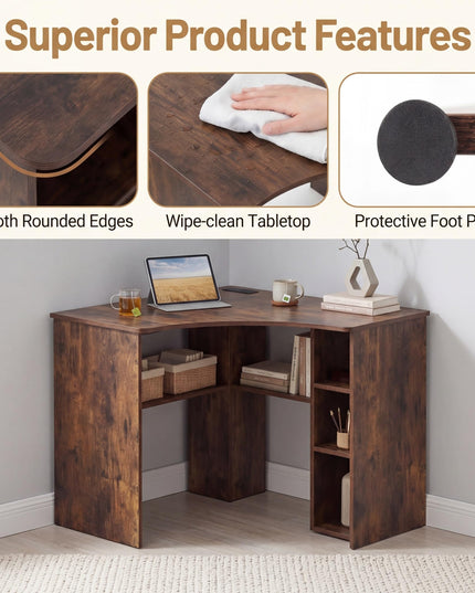 Giantex Corner Desk with Charging Station