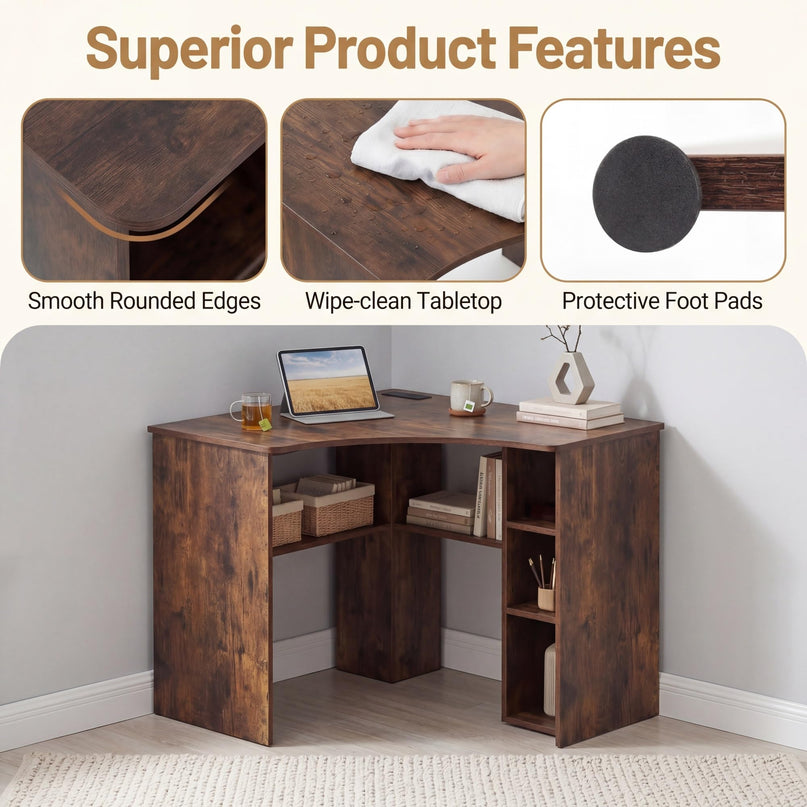 Giantex Corner Desk with Charging Station
