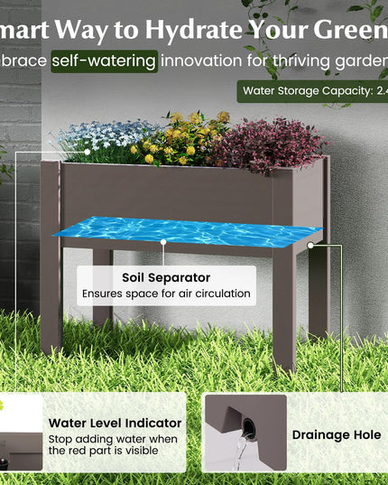 Giantex Raised Garden Bed with Legs, Self-Watering Planter Box with Water Level Indicator