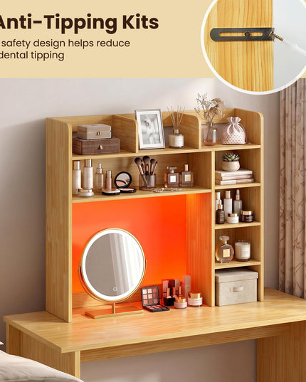 Giantex 35.5" Desktop Bookshelf with LED Lights