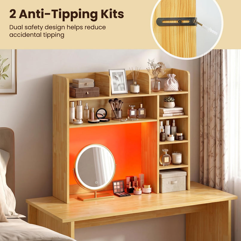 Giantex 35.5" Desktop Bookshelf with LED Lights