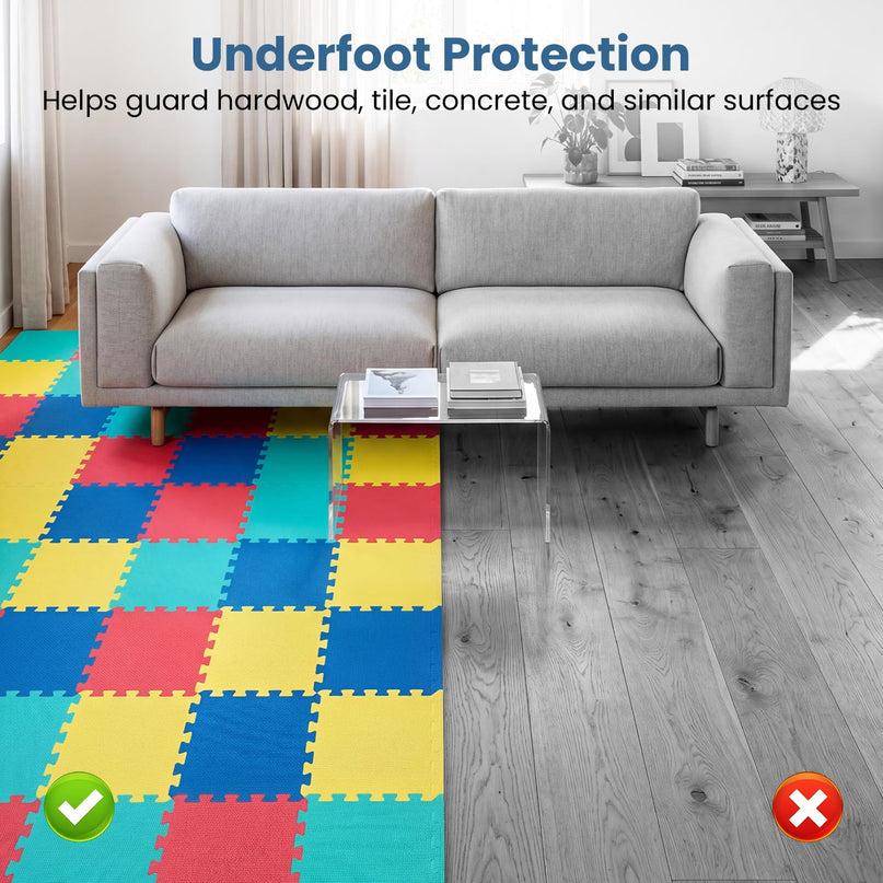 Giantex 0.4" Thick Non-Slip Interlocking Exercise Mat with Borders