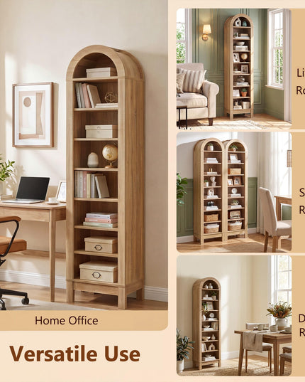 Giantex 71" Tall Arched Bookcase for Living Room