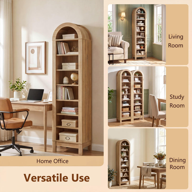 Giantex 71" Tall Arched Bookcase for Living Room