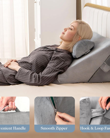 Giantex Bed Wedge Pillow for Sleeping, 12 Inch Adjustable Triangle Pillow with Air Memory Foam