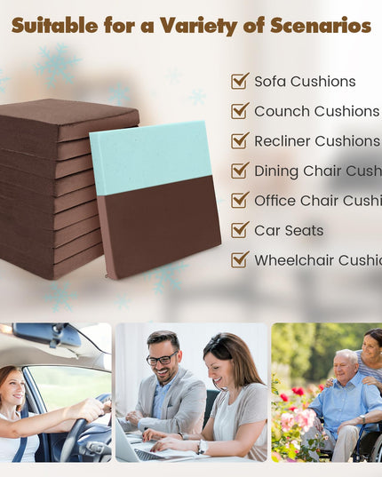 Giantex 10 Pack Gel Memory Foam Chair Cushions, 18" x 18" x 2" Square Floor Seat Cushions