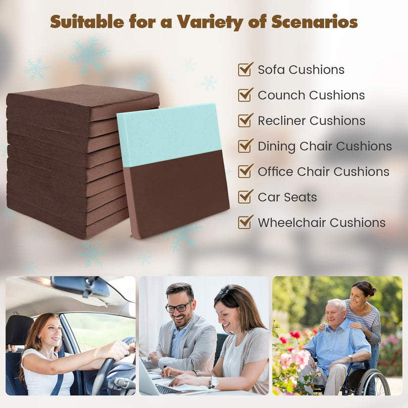 Giantex 10 Pack Gel Memory Foam Chair Cushions, 18" x 18" x 2" Square Floor Seat Cushions