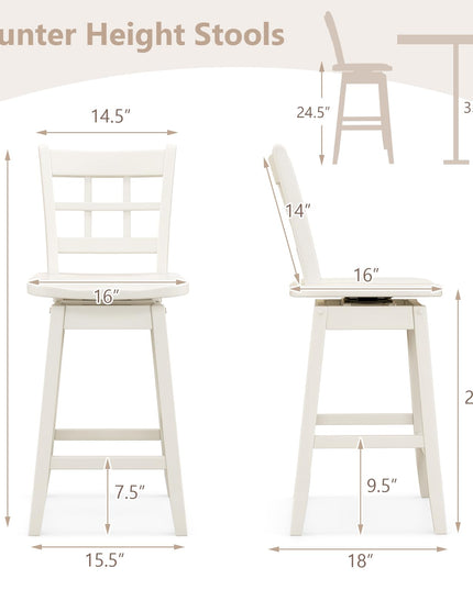 Giantex Bar Stools, Farmhouse Swivel Barstools with 6-Grid Hollow Back & Ergonomic Contoured Seat