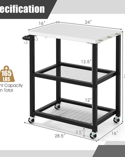 Giantex Outdoor Grill Cart - Movable Pizza Oven Stand with Stainless Steel Top