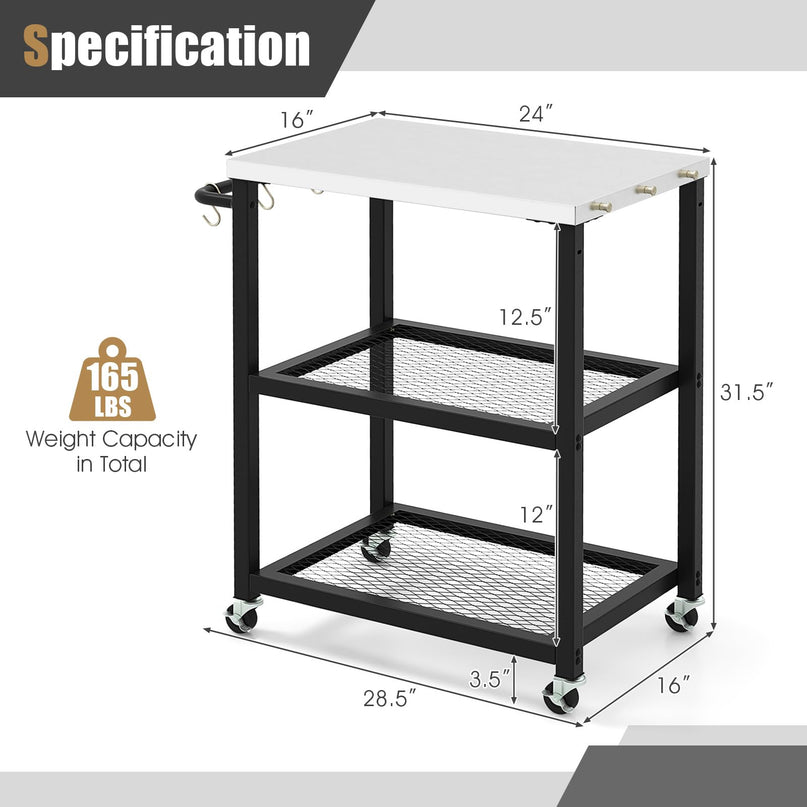 Giantex Outdoor Grill Cart - Movable Pizza Oven Stand with Stainless Steel Top