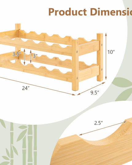 Giantex Bamboo Wine Rack, 2/3 Tier 12/18 Bottle Wine Storage Cabinet Shelf
