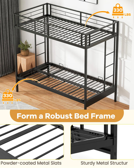 Giantex Twin Over Futon Bunk Bed, Metal Bunk Bed with Futon