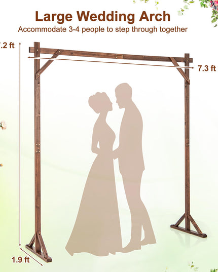 Giantex Wooden Wedding Arch for Ceremony, 7.2 FT Square Solid Wood Arbor for Wedding Backdrop Stand