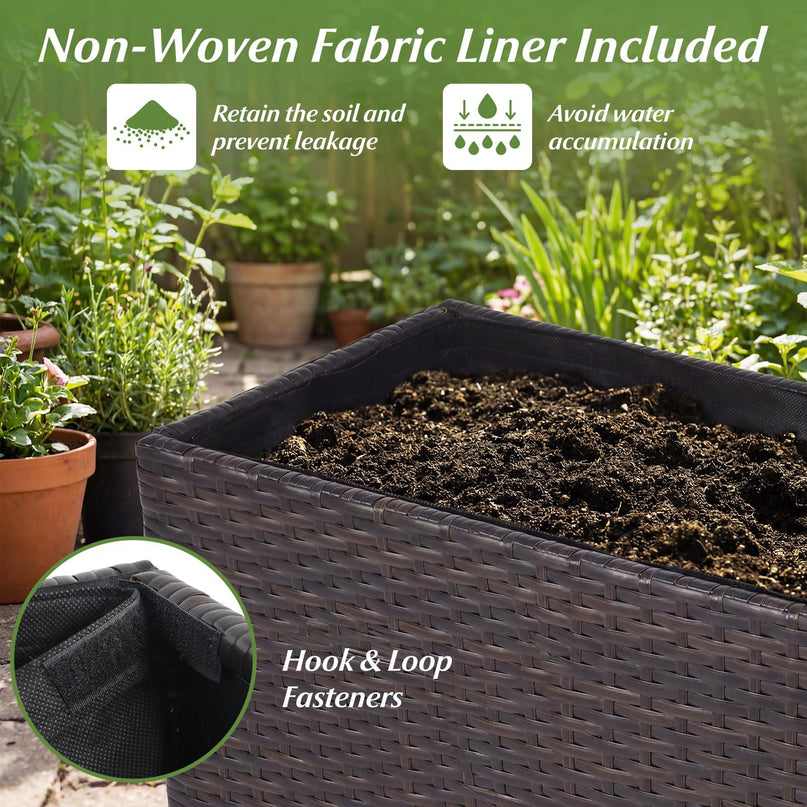Giantex Wicker Raised Garden Bed for Vegetable Flower Herb Porch Balcony
