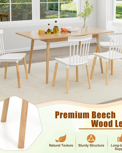 Giantex Set of 4 Windsor Dining Chairs White, Modern Kitchen Chairs w/Spindle Backs & Curved Seats