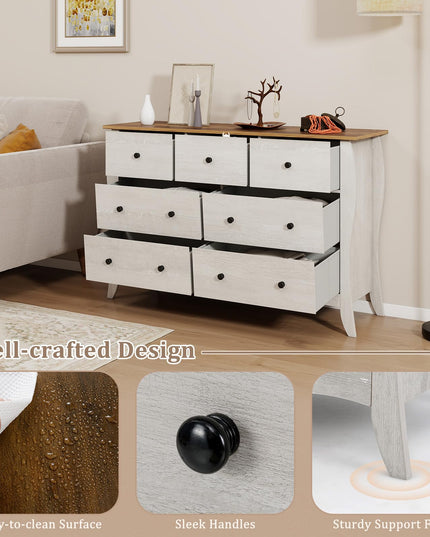Giantex Storage Cabinet with Foldable & Detachable Fabric Drawers, Anti-Tipping Kit, 47” x 15” x 30.5” Farmhouse Floor Cabinet