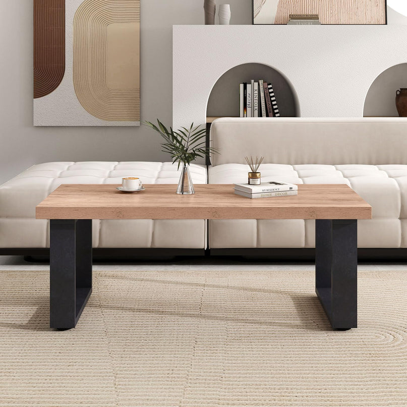 Giantex 47 Inch Industrial Wood Center Table with 1.8" Tabletop