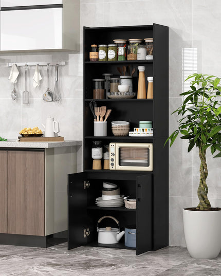 Giantex 70" Bookcase with 2 Doors Cabinet & Multipurpose Display Rack