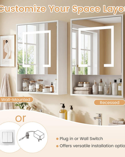 Giantex 24"x18" Medicine Cabinet with Mirror and Lights