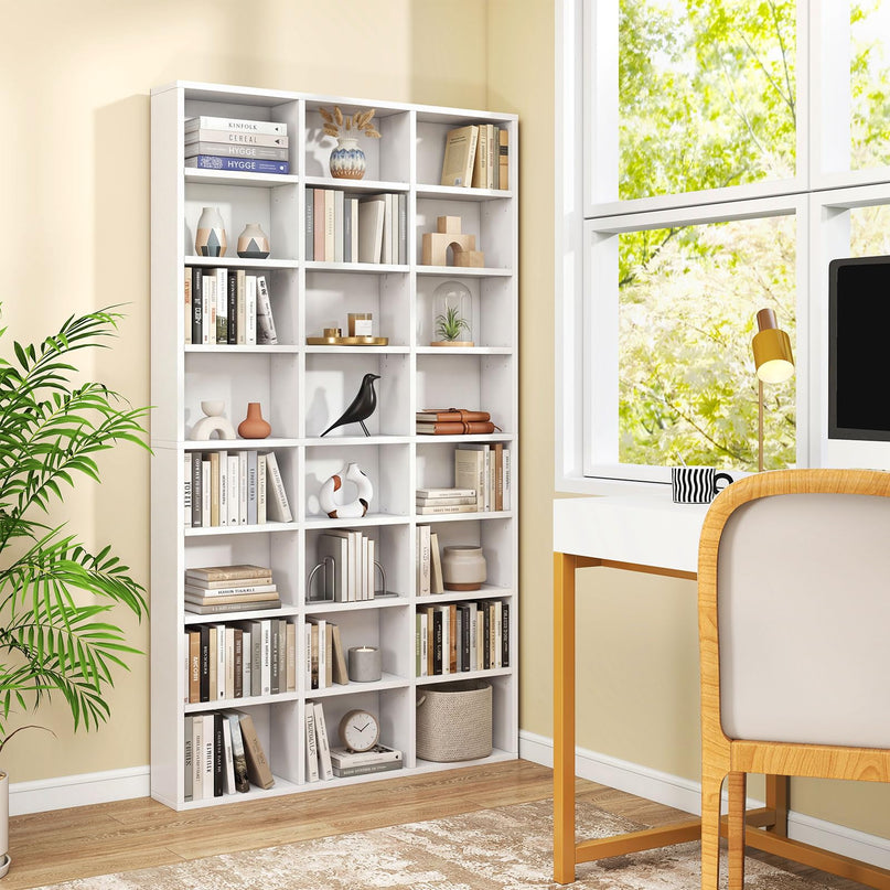 Giantex 70" Tall White Bookshelf with 24 Open Cube & 18 Adjustable Display Storage Shelves