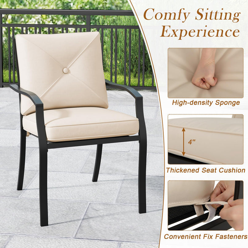 Giantex 2 Pieces Patio Chairs, Outdoor Lawn Chairs with Removable Cushions