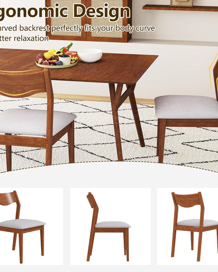 Giantex Wooden Dining Chairs Set of 2/4, Linen Fabric Upholstered Kitchen Chairs w/Rubber Wood Frame