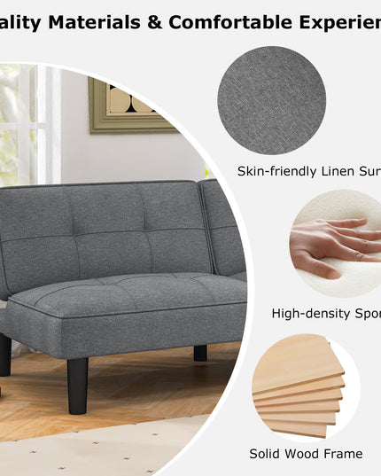 Giantex Convertible Futon Sofa Bed, Upholstered Folding Recliner