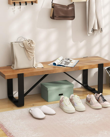 Giantex Dining Bench, 60 Inch Entryway Shoe Rack Bench, Long Kitchen Bench with Metal Frame