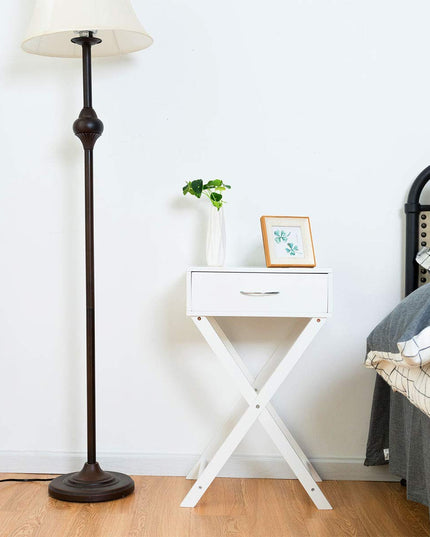 Giantex Nightstand with Drawer X-Shaped Design Sofa Side Table