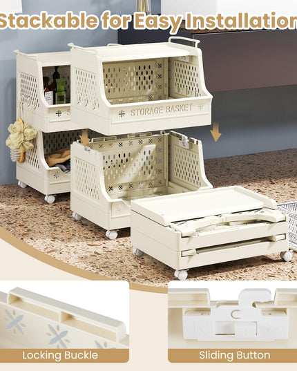 Giantex 3/4/5 Tier Rolling Laundry Cart with Wheels for Laundry Room