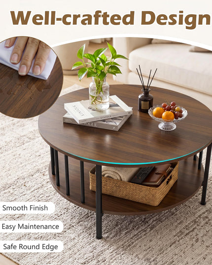 Giantex 32.5" Farmhouse Round Coffee Table