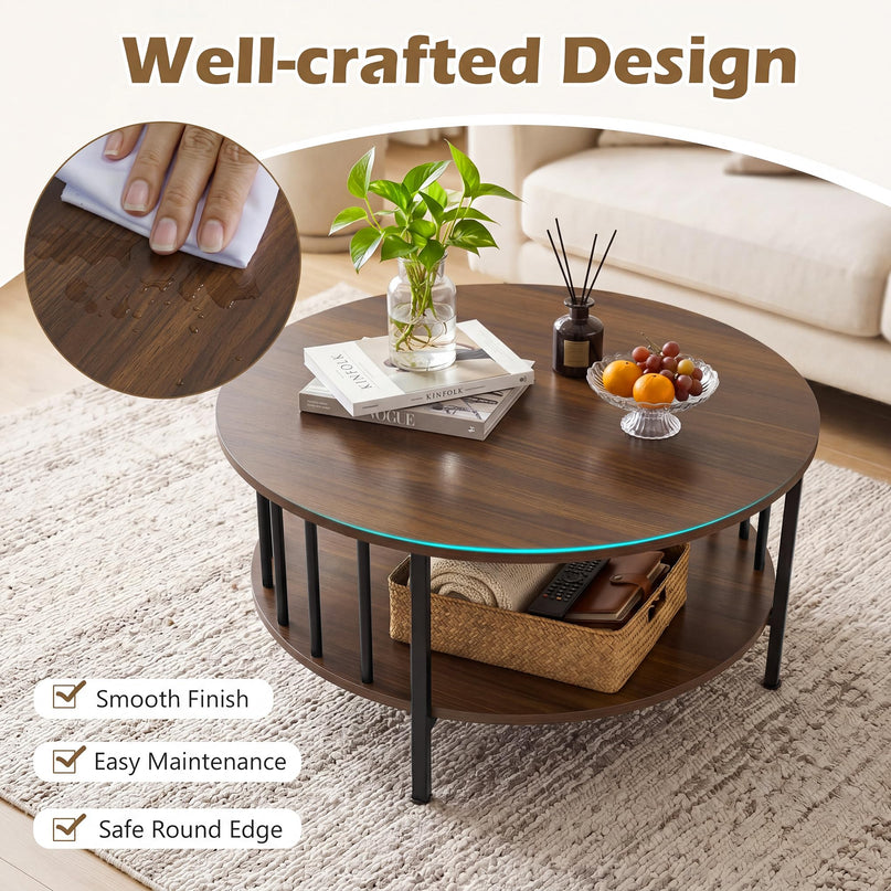 Giantex 32.5" Farmhouse Round Coffee Table