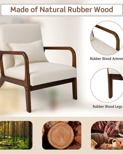 Giantex Modern Accent Chair with Pillow - Comfy Upholstered Lounge Armchair with Anti-Slip Felt Pads